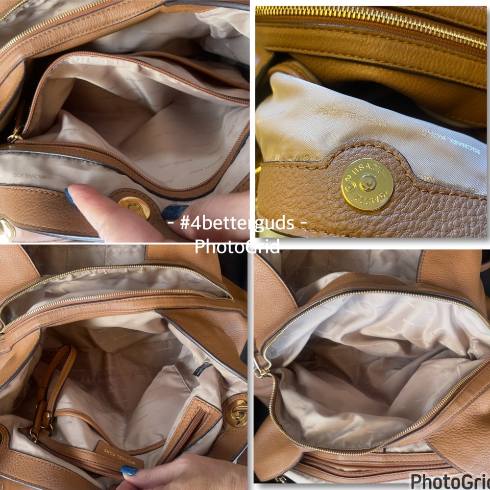 Michael Kors Large Pebbled Leather Satchel Luggage Brown Shoulder Hobo Handbag - Picture 10 of 16